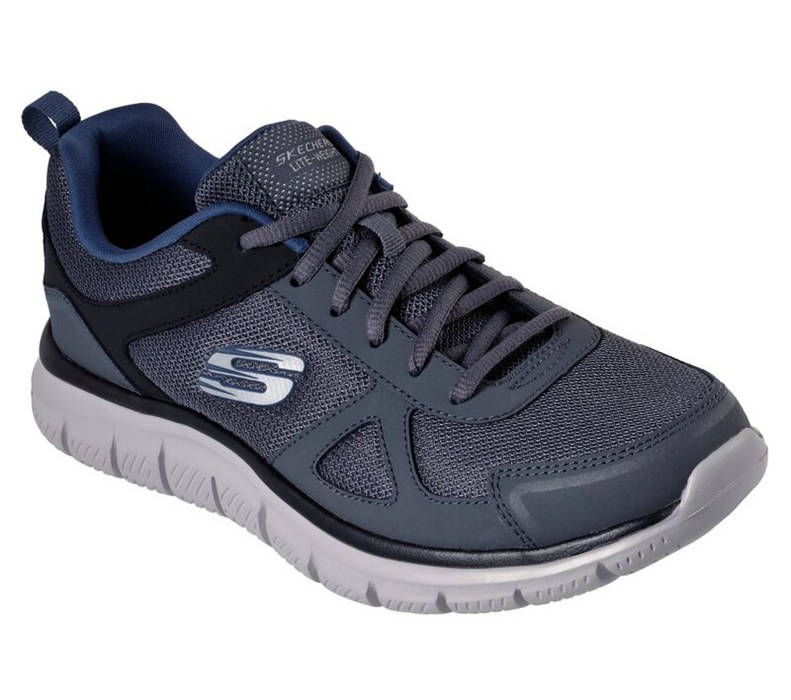 Skechers Herr Grå/Marinblå Sneakers - Track - Sverige (HXQCN-5974)